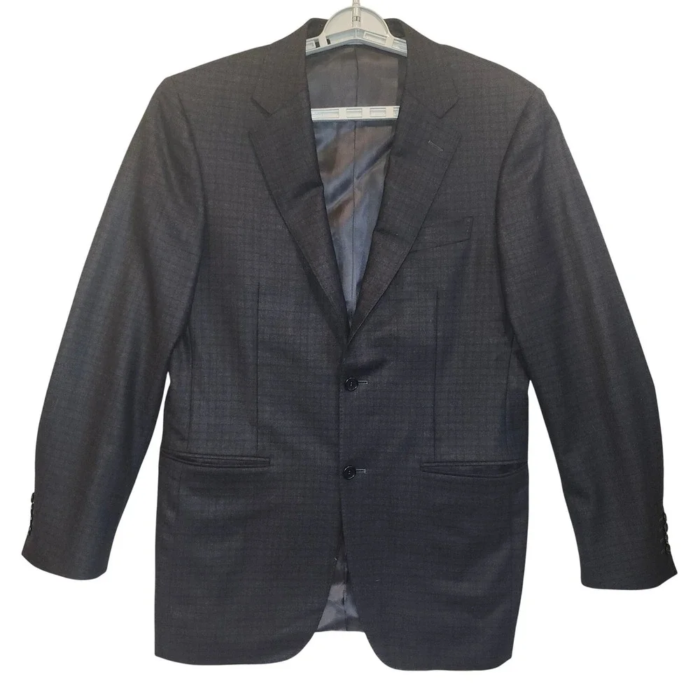 Canali‎ 1934 Mens Dark Grey Wool Check Blazer Sport Coat Made in Italy SZ 50 40R